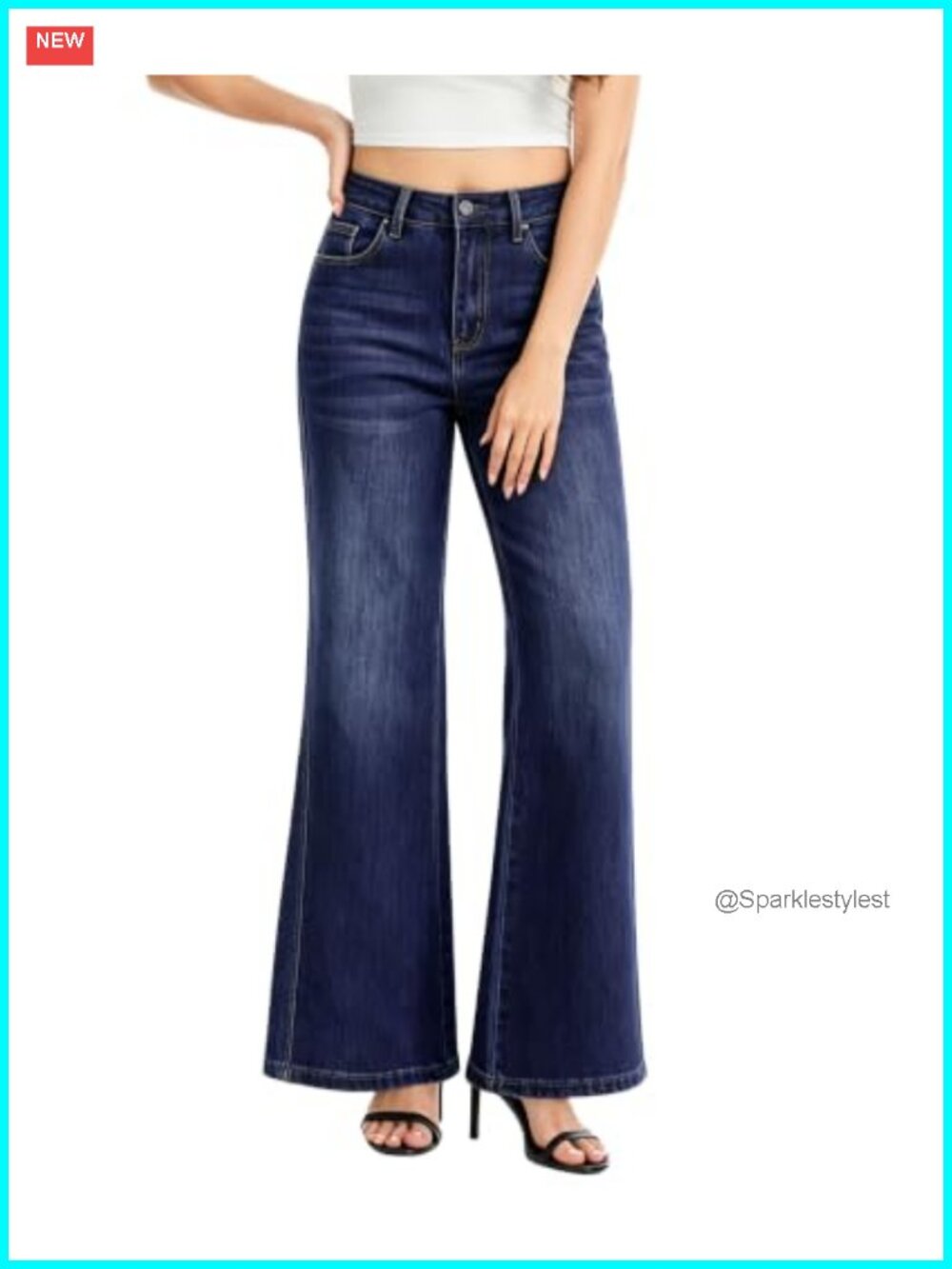 Women's High Waisted Wide Leg Jeans Stretchy Denim Pants